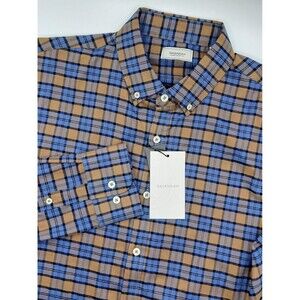 NEW Savannah Plaid Long Sleeve Button Down Shirt Men's Medium Tencel Travel